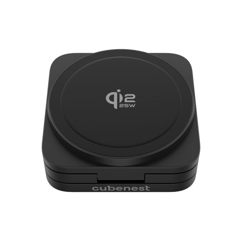 Cubenest Qi2.2 3in1 Faltbares Magnetisches Kabelloses Ladegerät SQ312 Ultra Schwarz