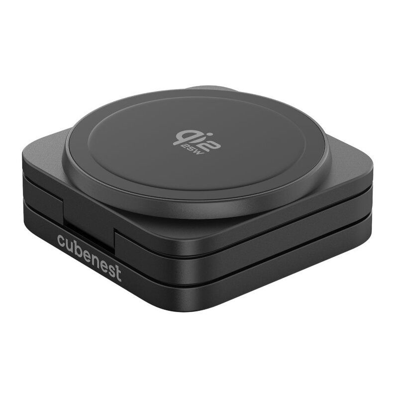 Cubenest Qi2.2 3in1 Faltbares Magnetisches Kabelloses Ladegerät SQ312 Ultra Schwarz