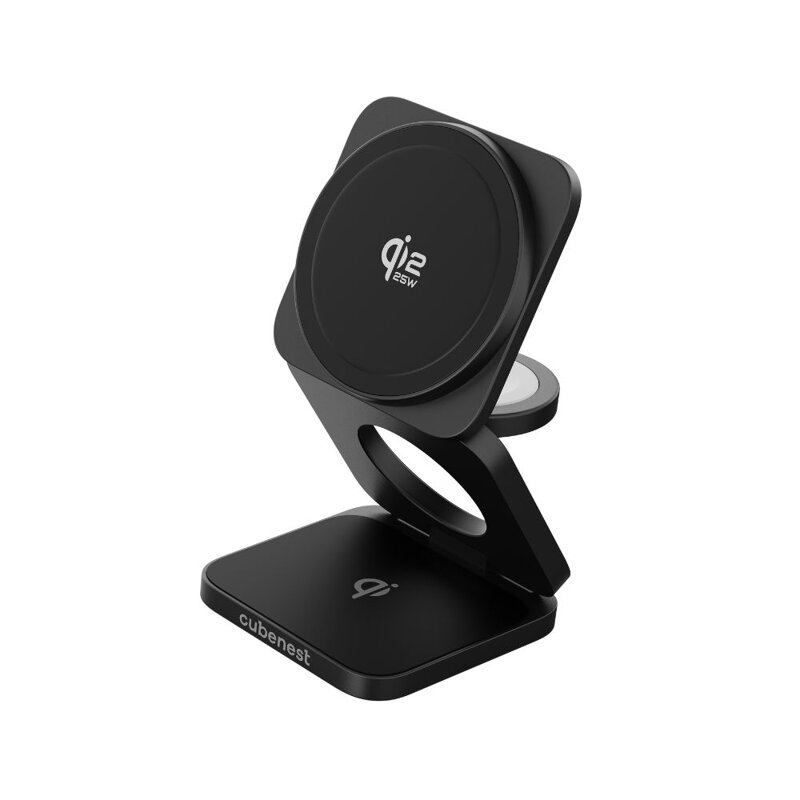 Cubenest Qi2.2 3in1 Faltbares Magnetisches Kabelloses Ladegerät SQ312 Ultra Schwarz