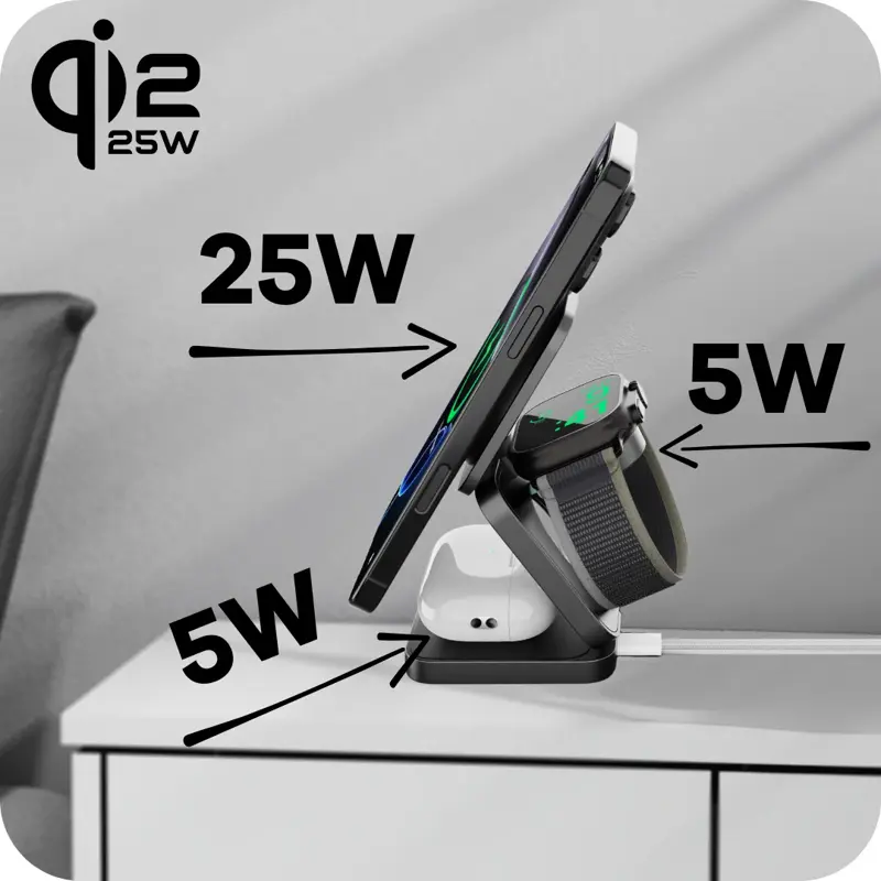 Qi2.2 MagSafe Ladegerät 3in1