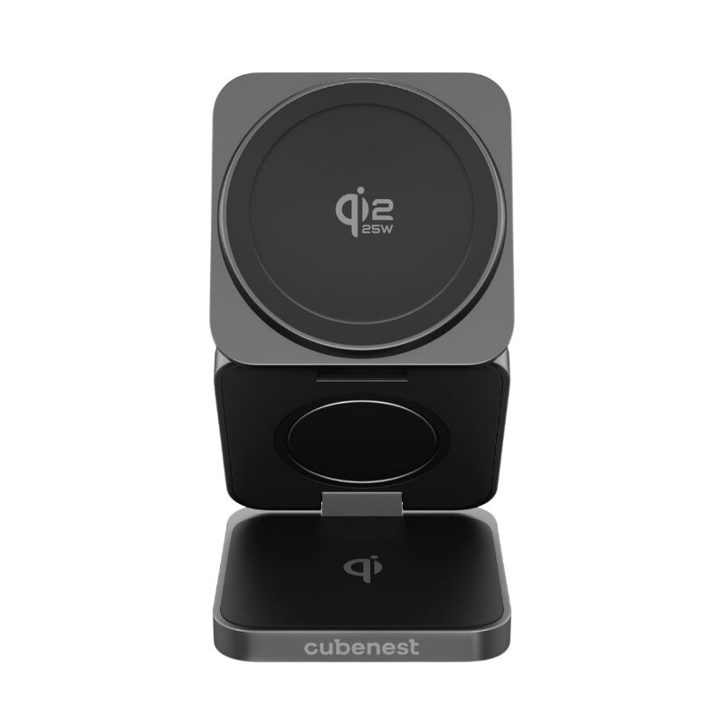 Cubenest Qi2.2 3in1 Faltbares Magnetisches Kabelloses Ladegerät SQ312 Pro Schwarz
