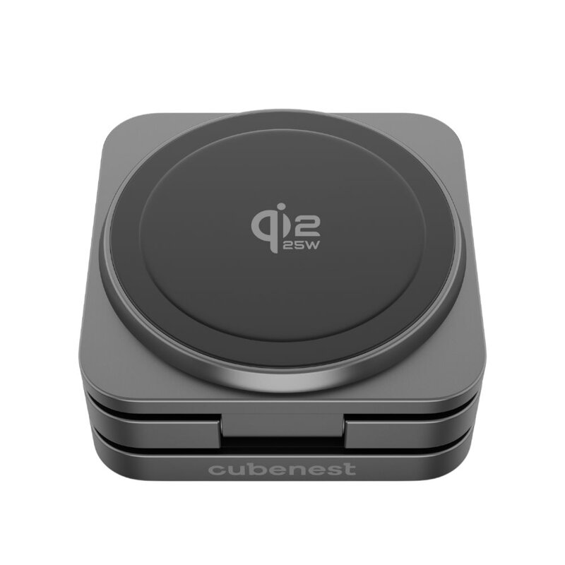 Cubenest Qi2.2 3in1 Faltbares Magnetisches Kabelloses Ladegerät SQ312 Pro Schwarz