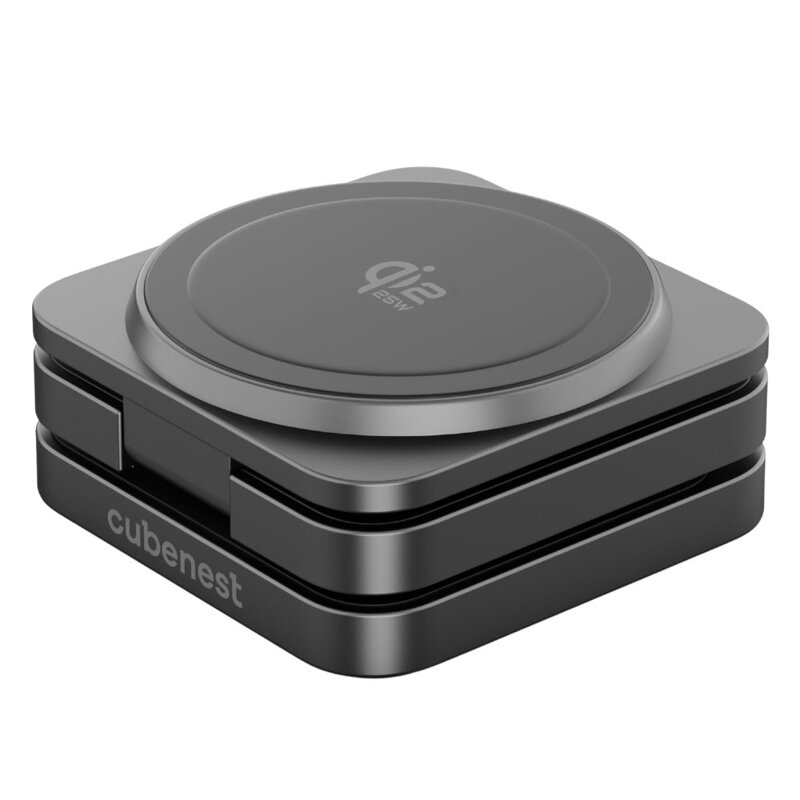 Cubenest Qi2.2 3in1 Faltbares Magnetisches Kabelloses Ladegerät SQ312 Pro Schwarz