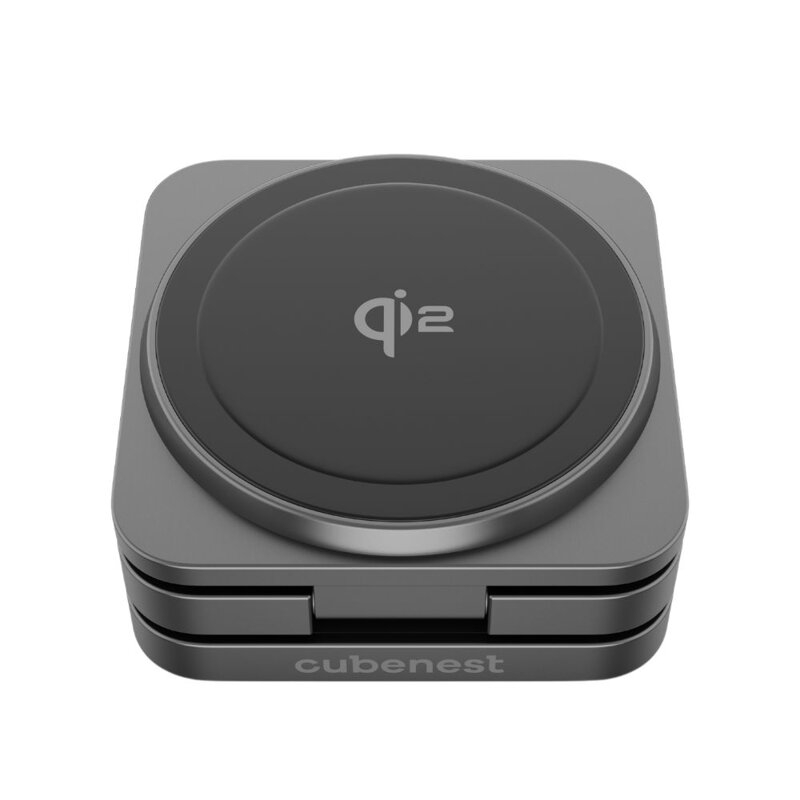 Cubenest Qi2 3in1 Faltbares Magnetisches Kabelloses Ladegerät SQ312 Pro Schwarz