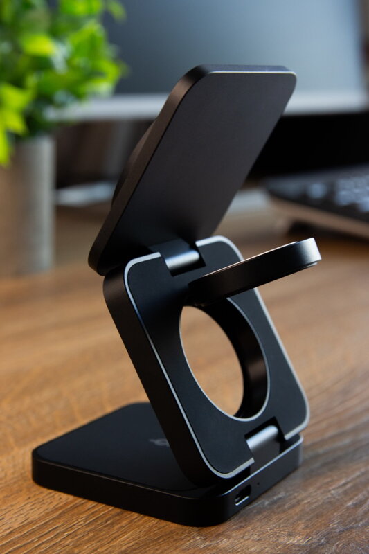 Cubenest Qi2.2 3in1 Faltbares Magnetisches Kabelloses Ladegerät SQ312 Pro Schwarz