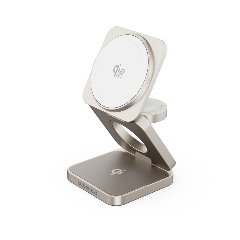 Cubenest Qi2.2 3in1 Faltbares Magnetisches Kabelloses Ladegerät SQ312 Pro Titan