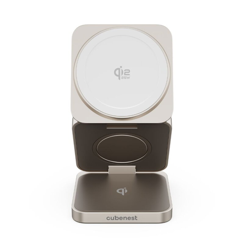 Cubenest Qi2.2 3in1 Faltbares Magnetisches Kabelloses Ladegerät SQ312 Pro Titan