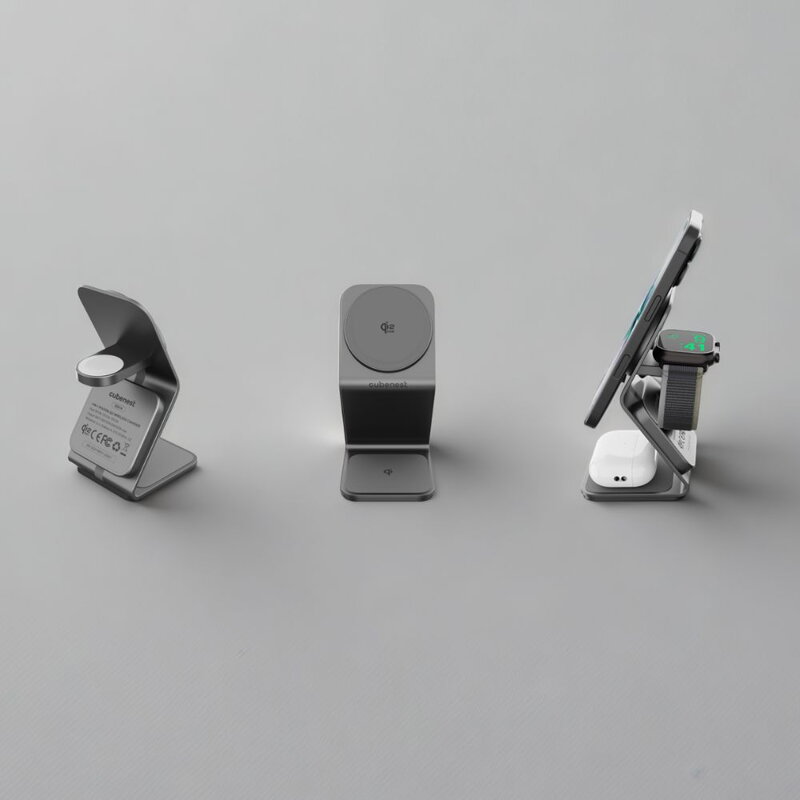 Cubenest Qi2.2 3in1 Magnetisches Kabelloses Ladegerät SQ314 Grau
