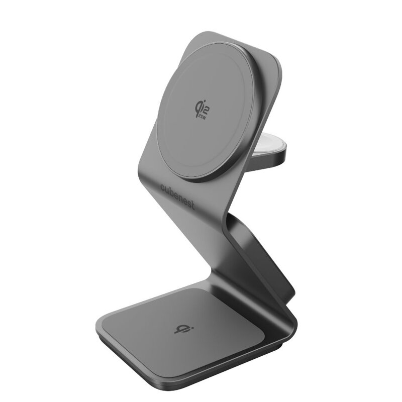 Cubenest Qi2.2 3in1 Magnetisches Kabelloses Ladegerät SQ314 Grau
