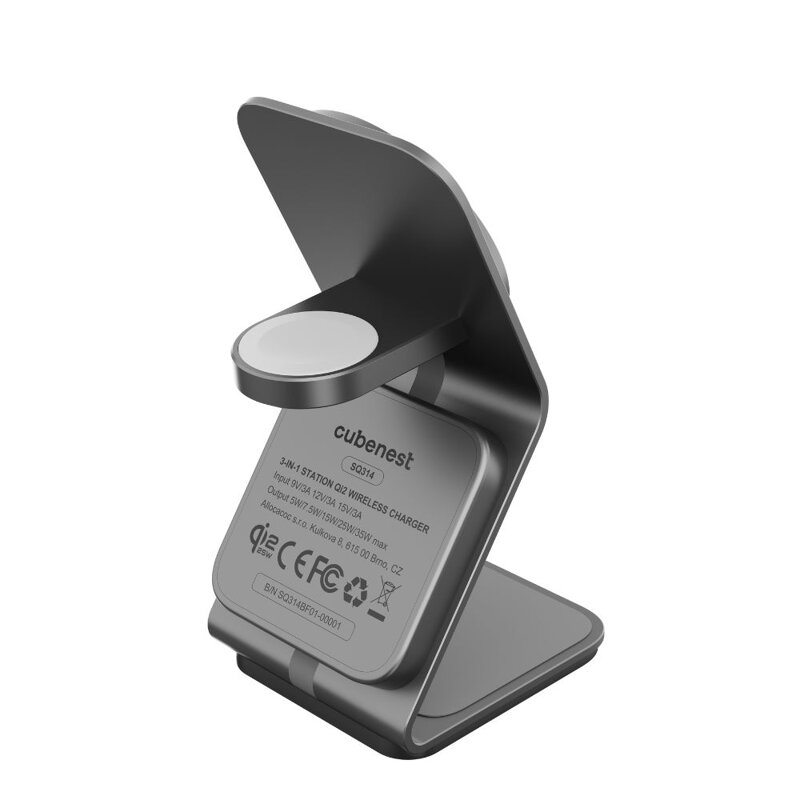 Cubenest Qi2.2 3in1 Magnetisches Kabelloses Ladegerät SQ314 Grau