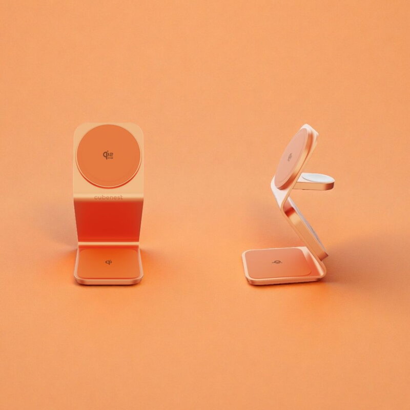 Cubenest Qi2.2 3in1 Magnetisches Kabelloses Ladegerät SQ314 Orange