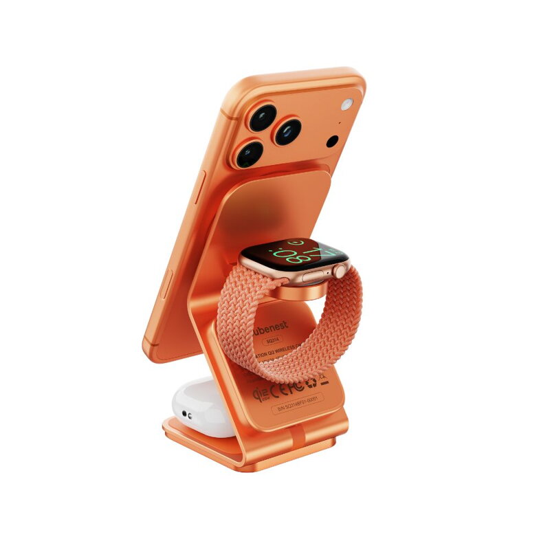 Cubenest Qi2.2 3in1 Magnetisches Kabelloses Ladegerät SQ314 Orange