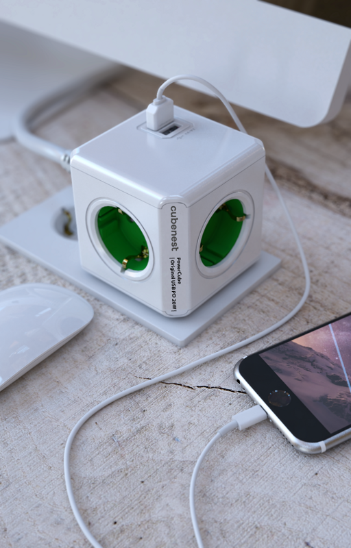 Cubenest PowerCube Original USB A+C PD 20 W Type F Grün